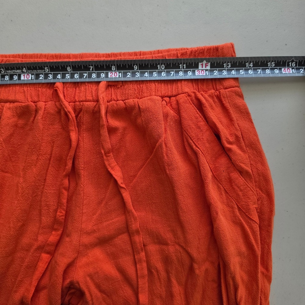Sienna Sky Pants Women M Orange Wide Leg Linen Blend Drawstring Vacay Boho Flowy - Picture 6 of 10